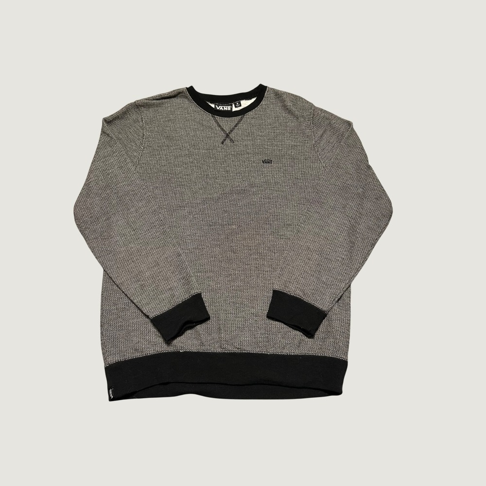 Vans Mens Herringbone Crewneck Sweatshirt Black White Long Sleeve Pullover M